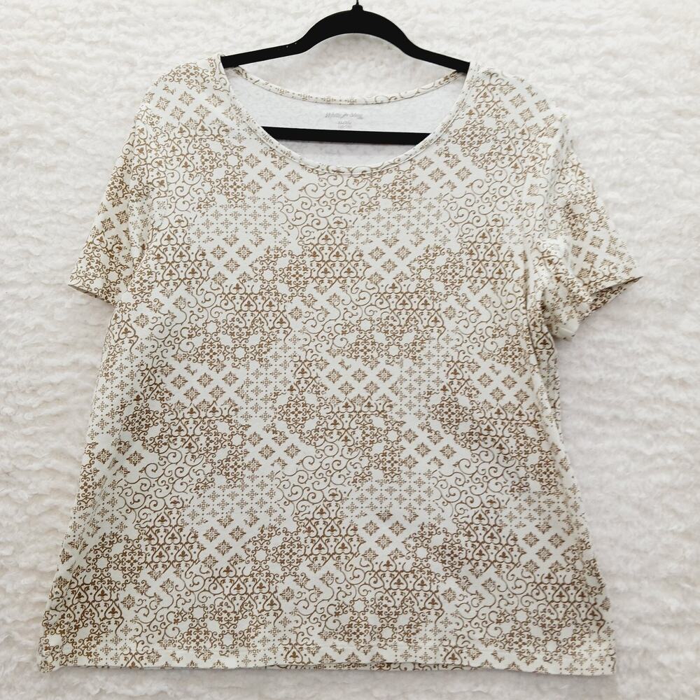 T-Shirt Women Gold Metallic Festival Boho Cottagecore Soft Girl Casual Size XL